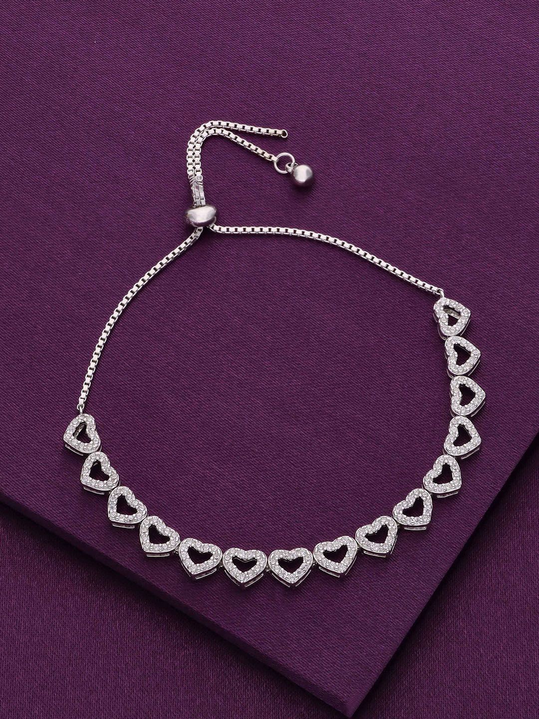 

KAI JEWEL Sterling Silver Cubic Zirconia Studded Rhodium-Plated Wraparound Bracelet