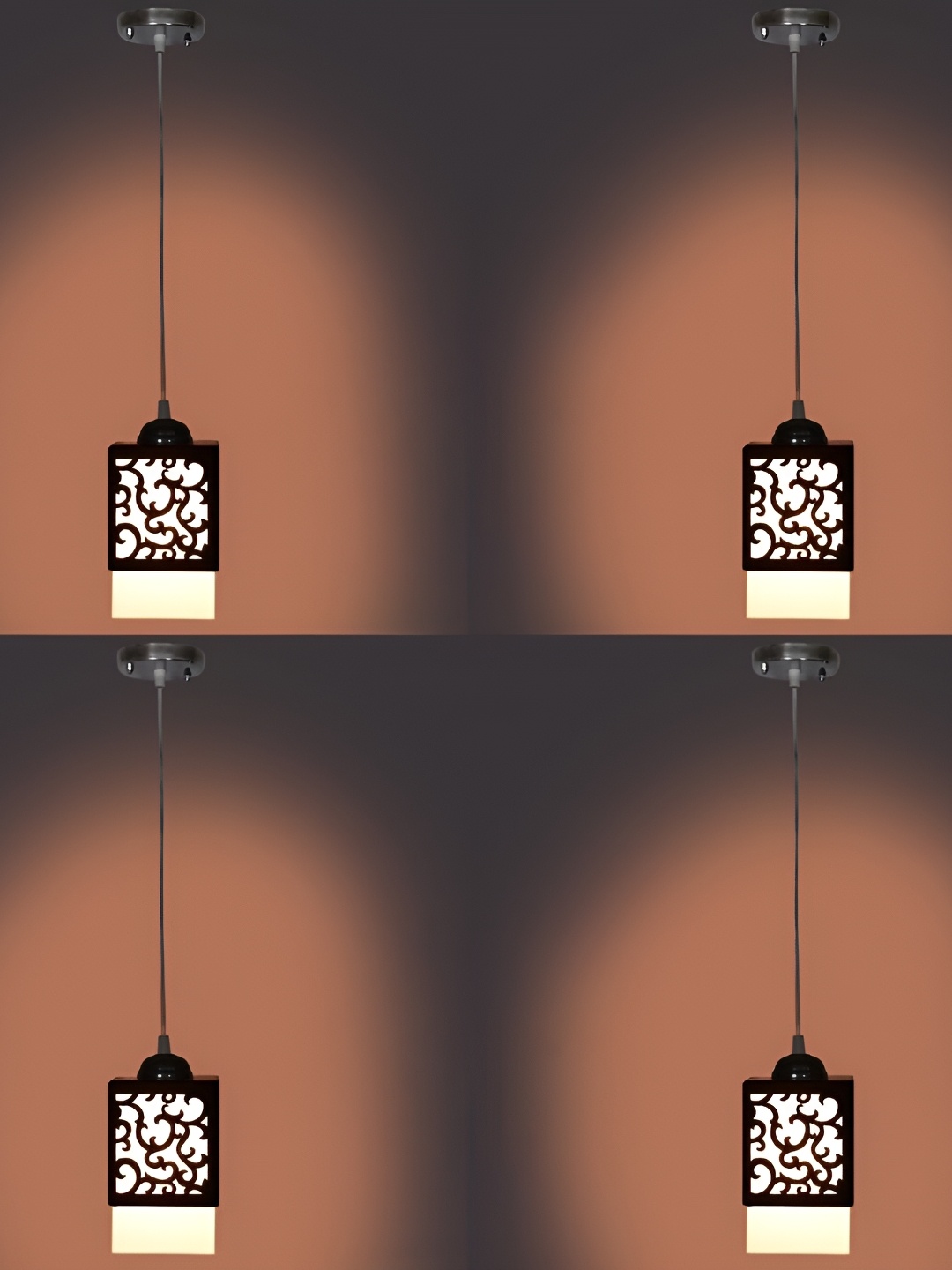 

Afast Black & White 4 Pieces Contemporary Wooden Textured Ceiling Lamps