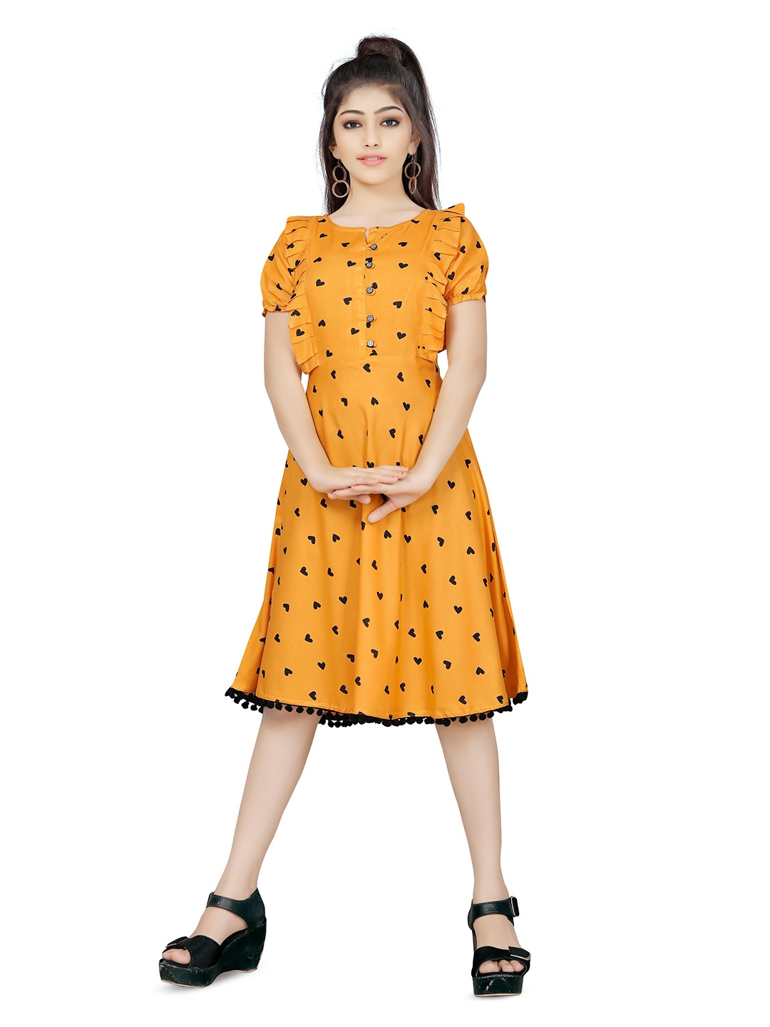 

Hoppipola Print Fit & Flare Dress, Yellow