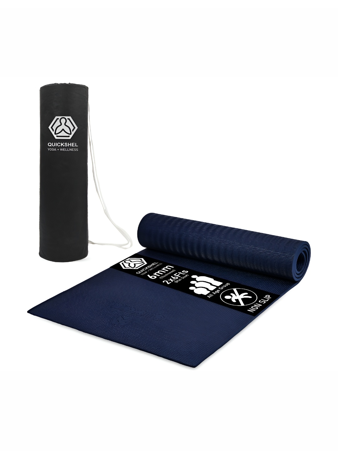 

QUICK SHEL Navy Blue Rectangular Anti-Skid Yoga Mat