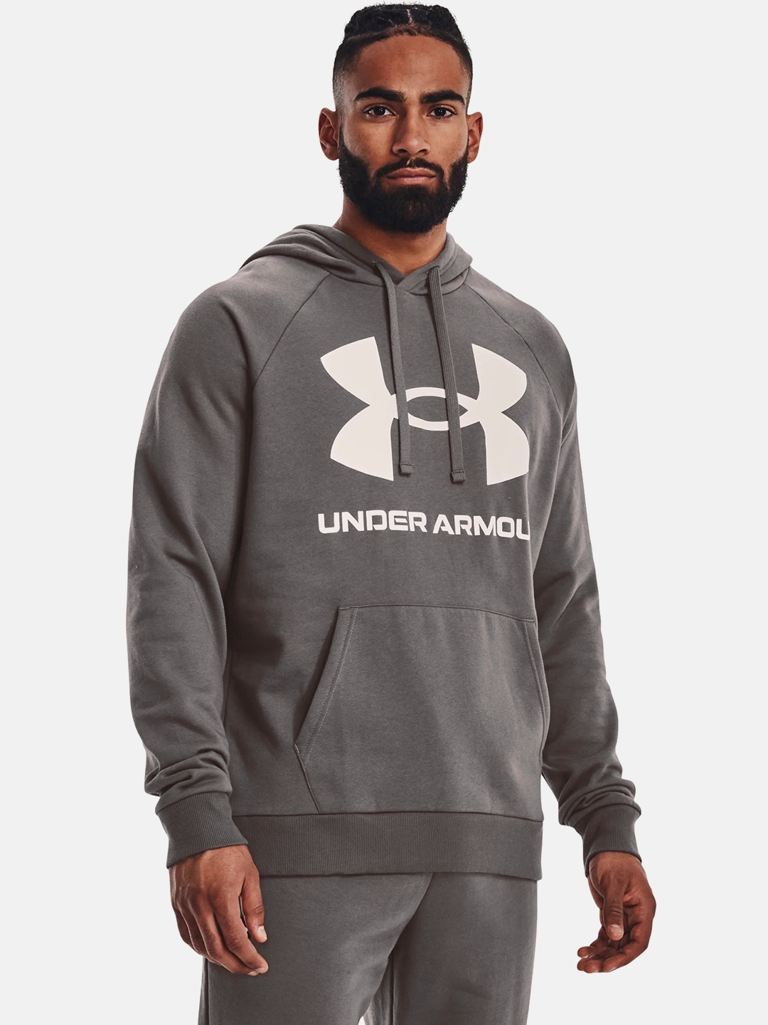 

UNDER ARMOUR Rival Fleece Logo Printed Hooded Sweatshirt, Grey