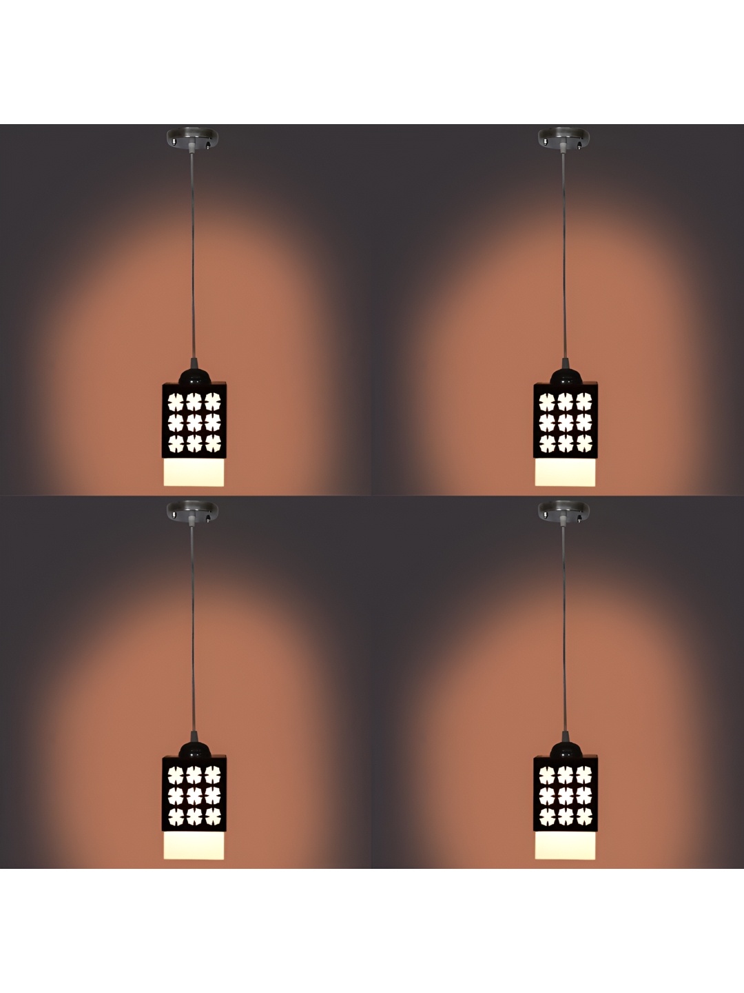 

Afast Black & White 4 Pieces Contemporary Wooden Textured Ceiling Lamps