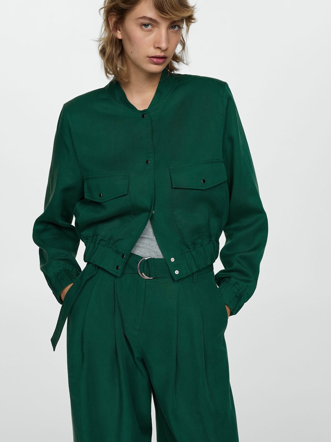 

MANGO Bomber Jacket, Green