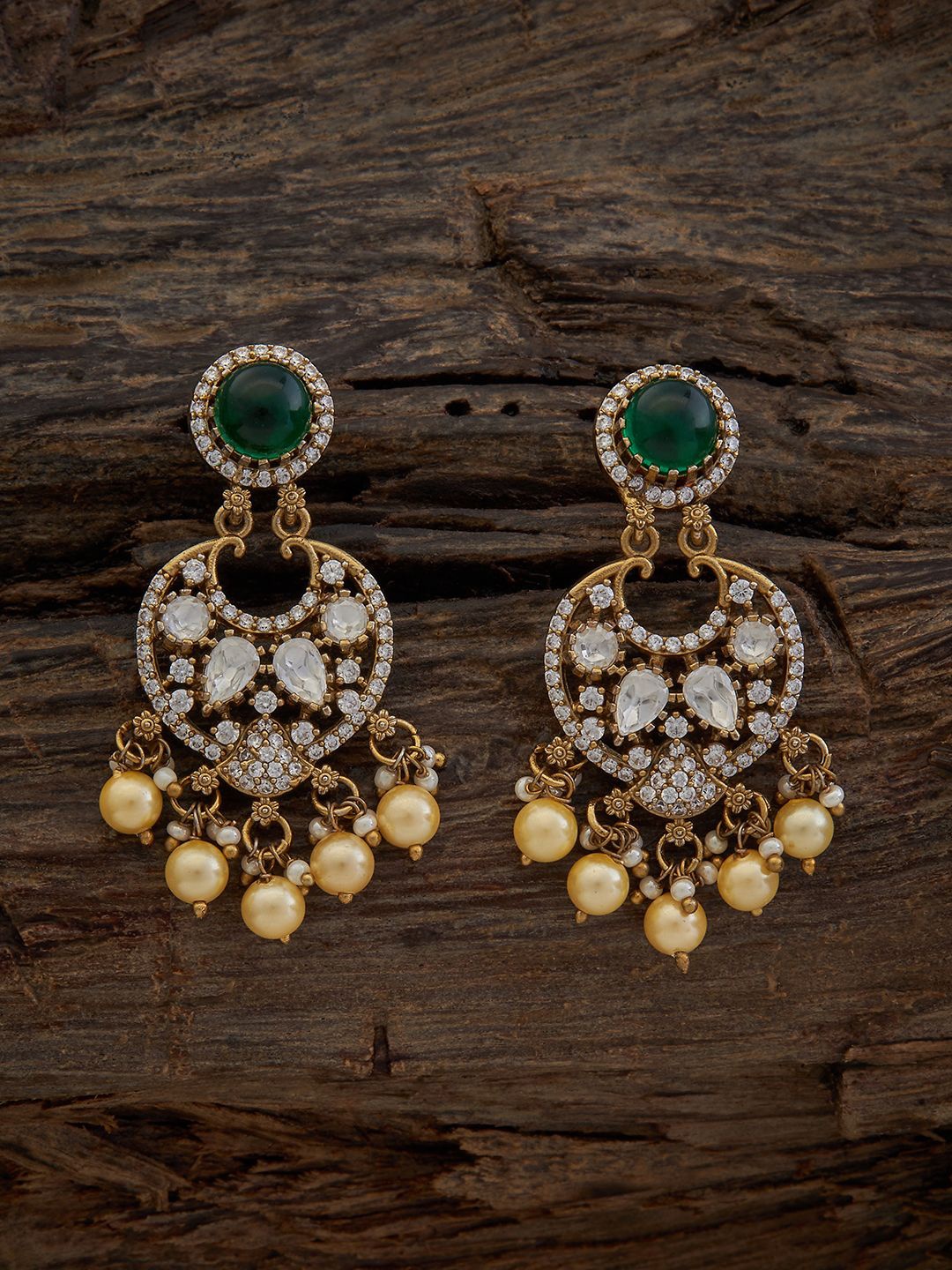 

Kushal's Fashion Jewellery Kundan Studded Contemporary Drop Earrings, Gold