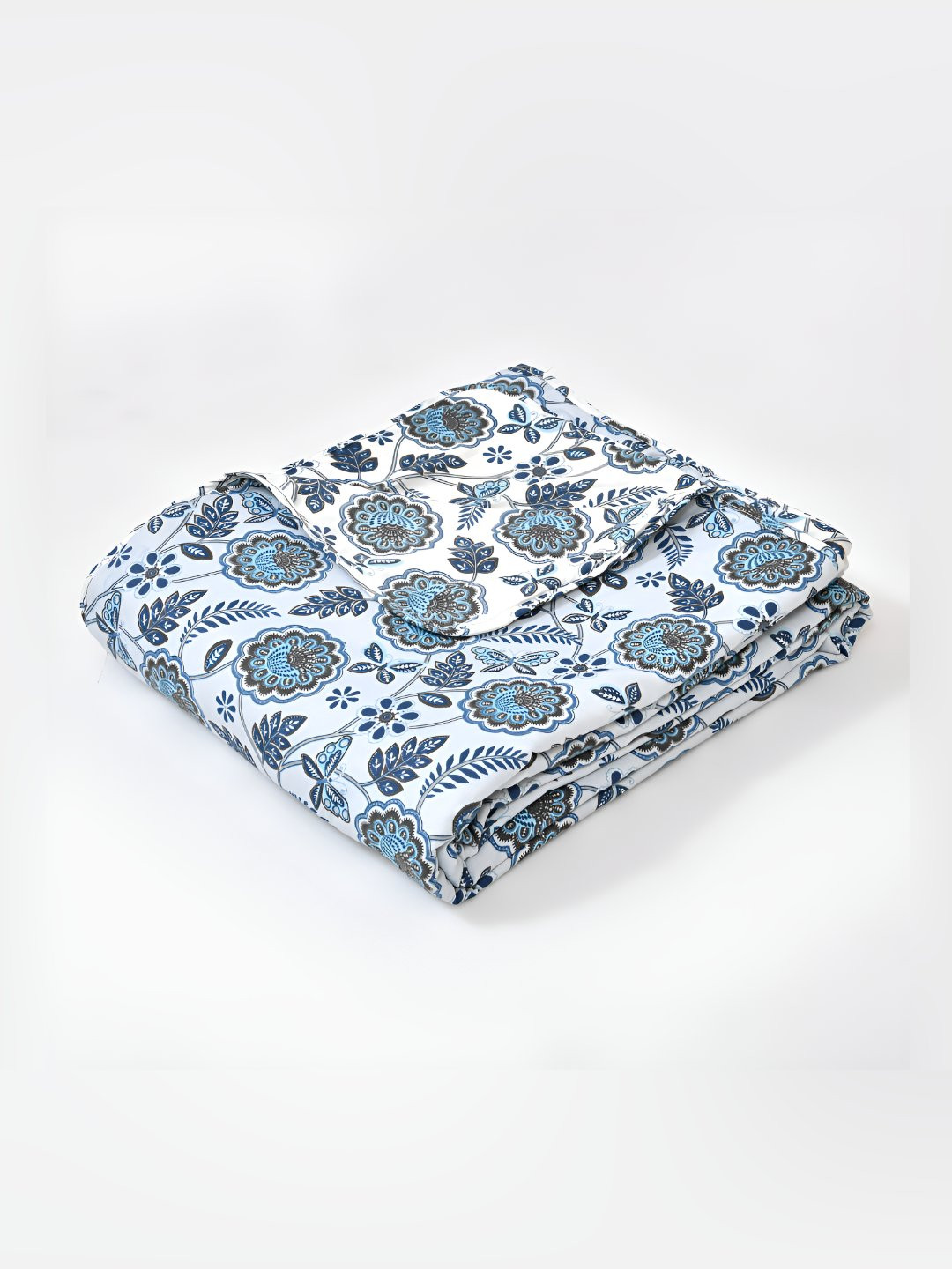 

Jinaya's Blue & White Floral Printed Cotton AC Room 300 GSM Reversible Double Bed Dohar