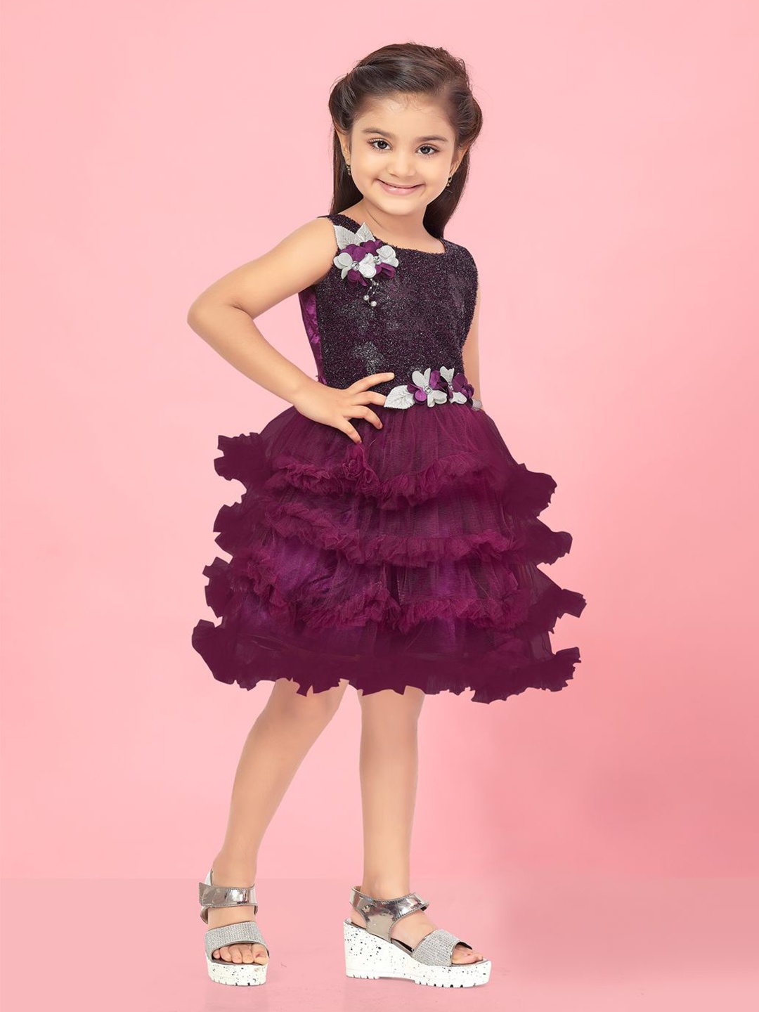 

BAESD Embellished Net Fit & Flare Dress, Purple