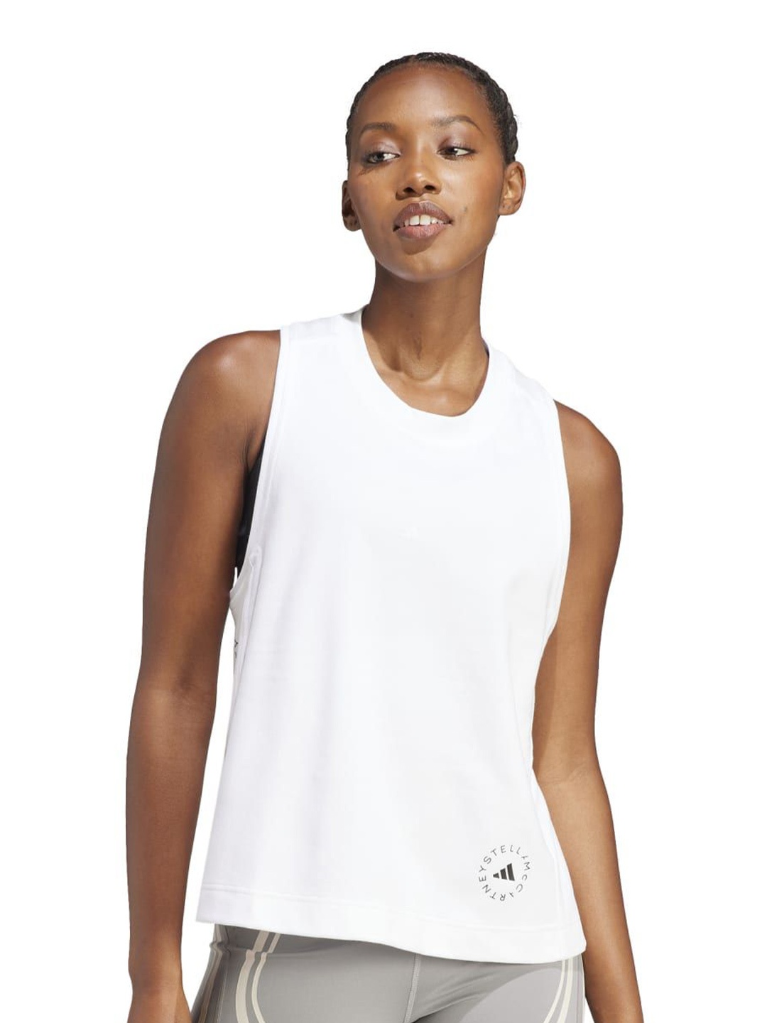 

ADIDAS Women Solid Round Neck Cotton Top, White