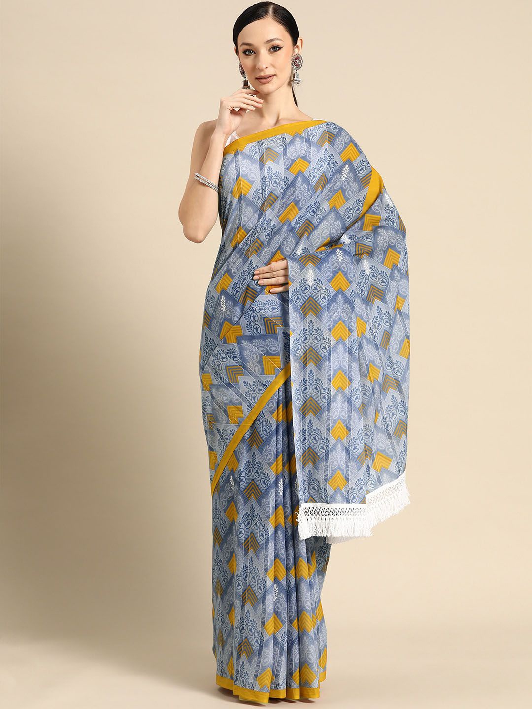 

BUTA BUTI Pure Cotton Saree, Mustard