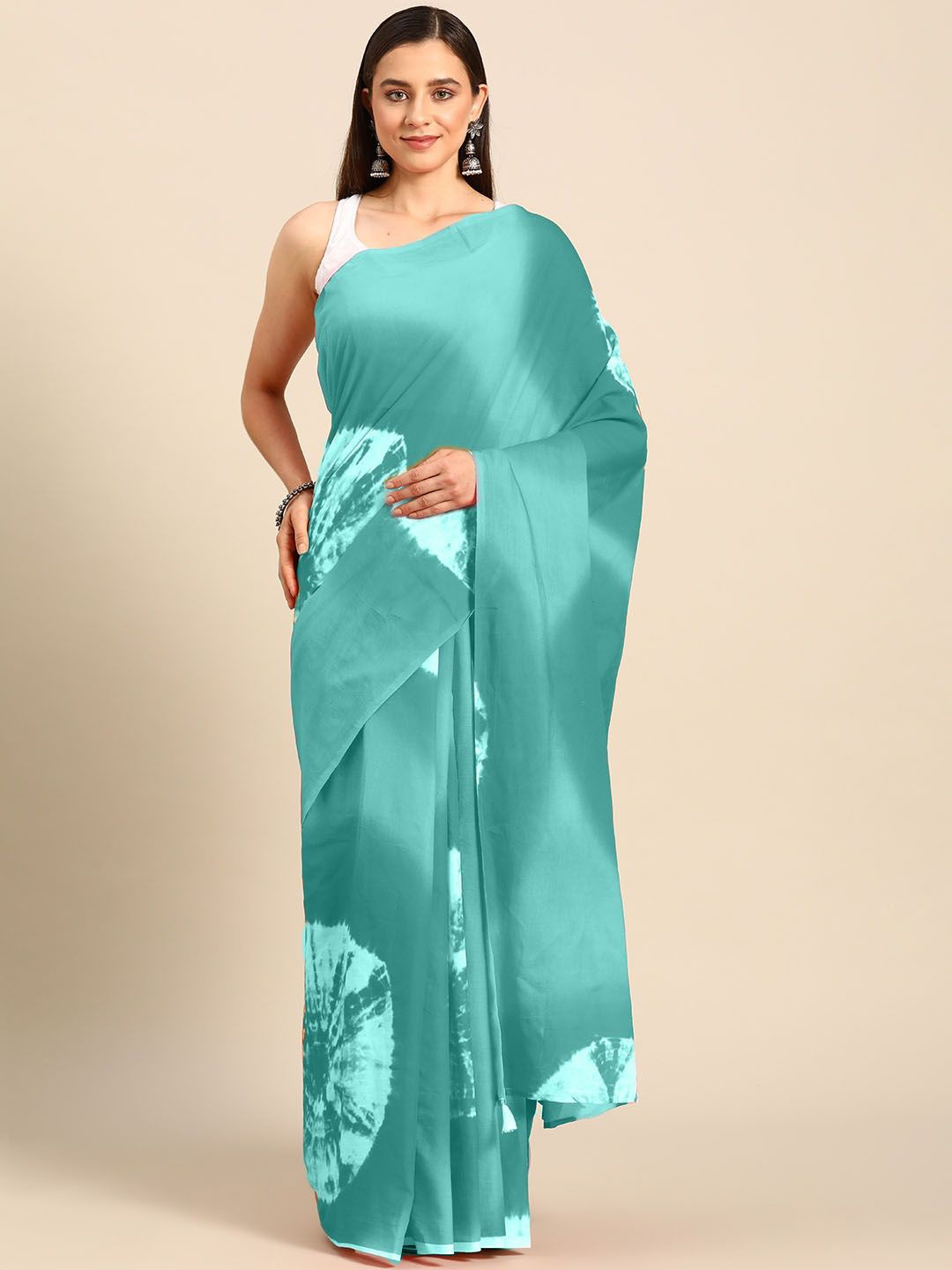 

BUTA BUTI Tie and Dye Pure Cotton Saree, Sea green