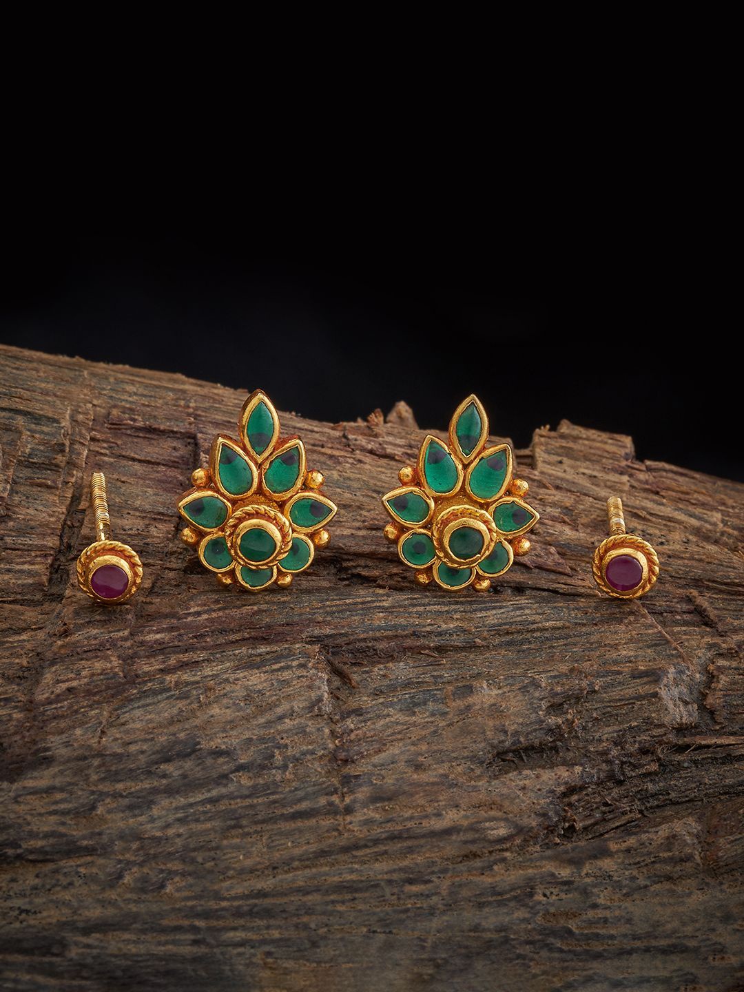 

Kushal's Fashion Jewellery 92.5 Pure Silver Gold Plated Leaf Shaped Studs