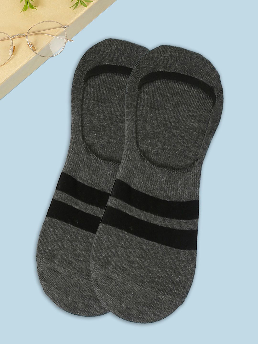 

LOUIS STITCH Men Stripe Antibacterial Shoe Liner Socks, Grey