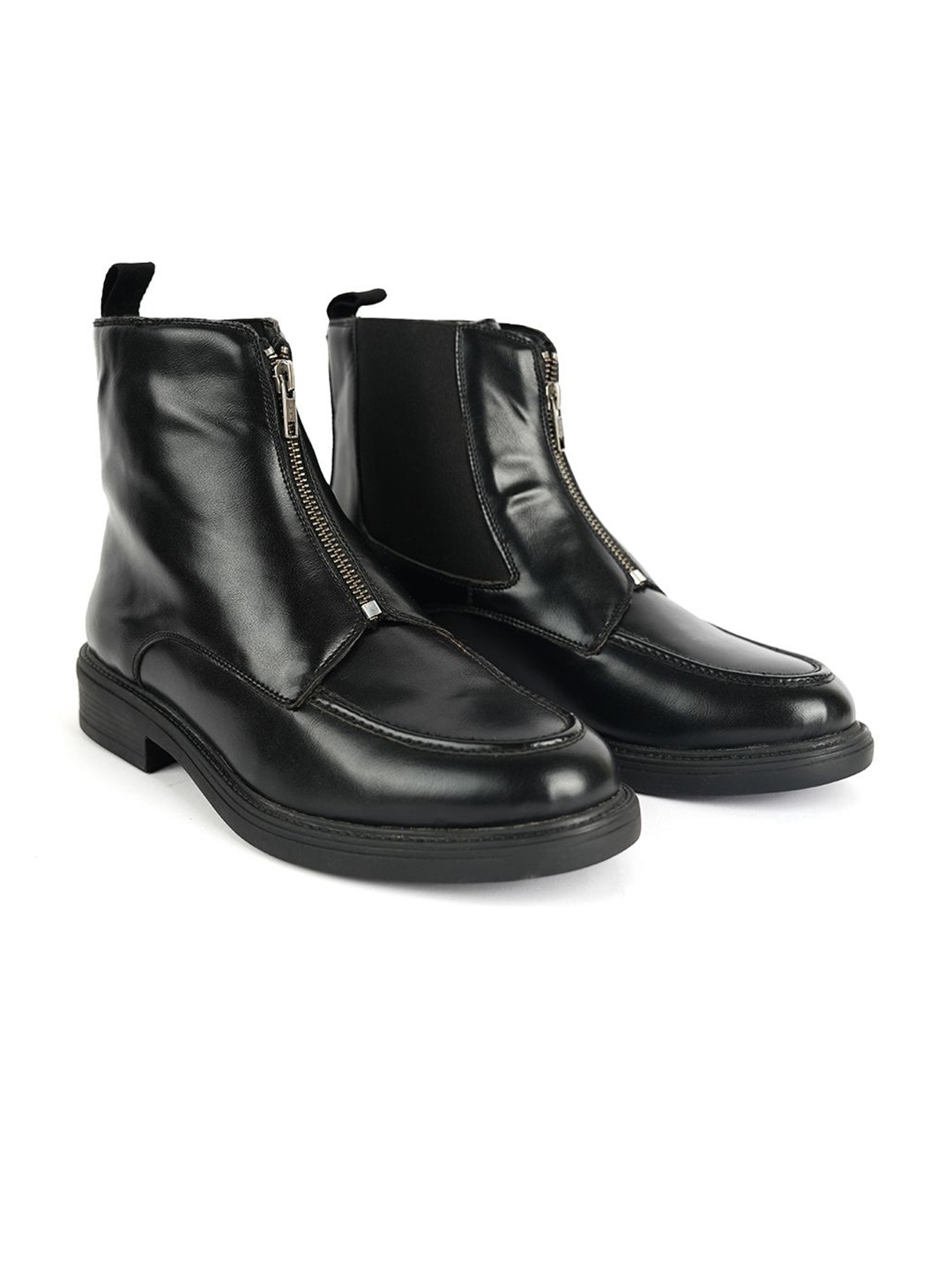 

MONKSTORY Men PU High-Top Cosmopolitan Zip-Up Boots, Black