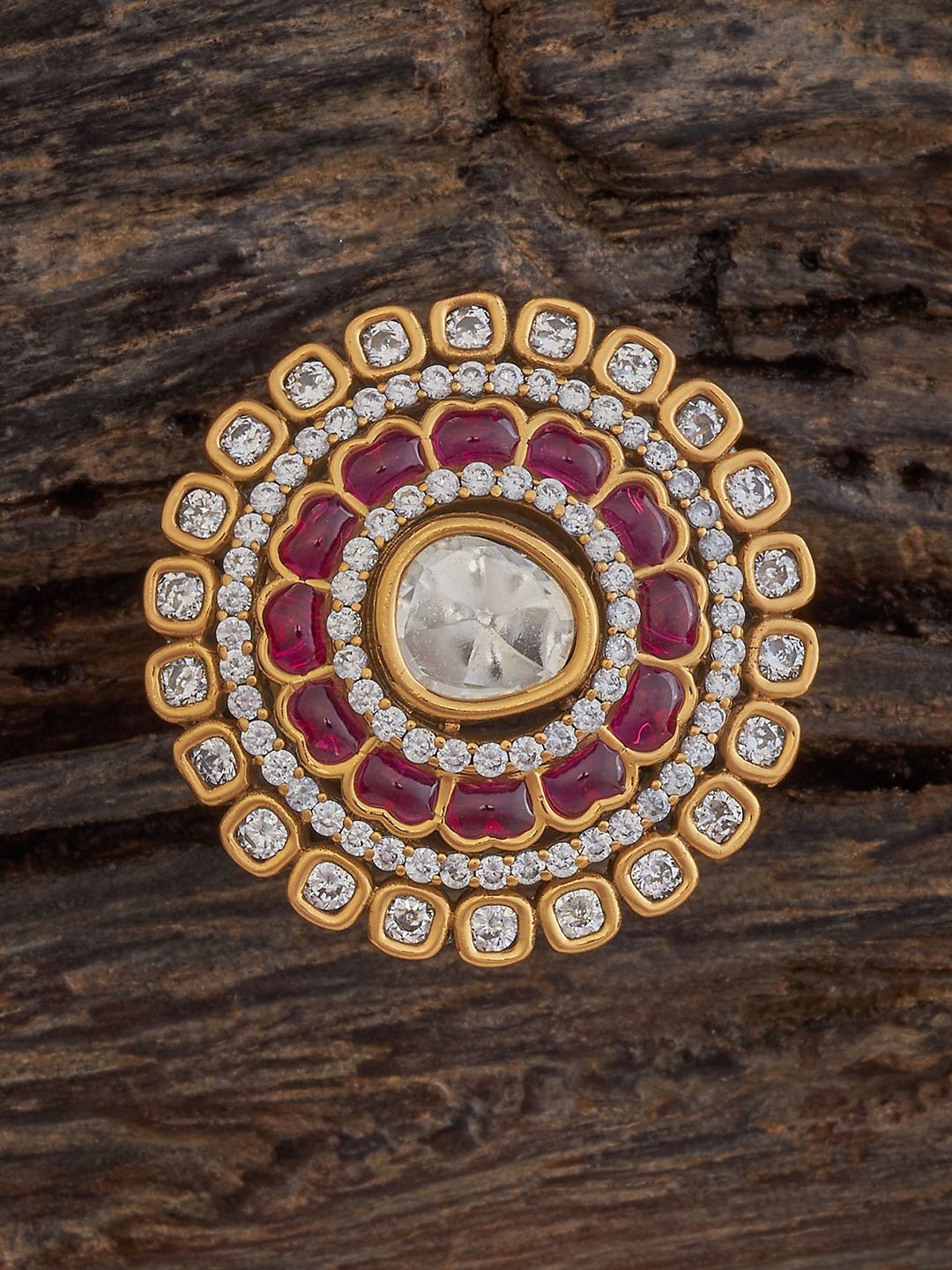 

Kushal's Fashion Jewellery Kundan Studded Adjustable Finger Ring, Gold