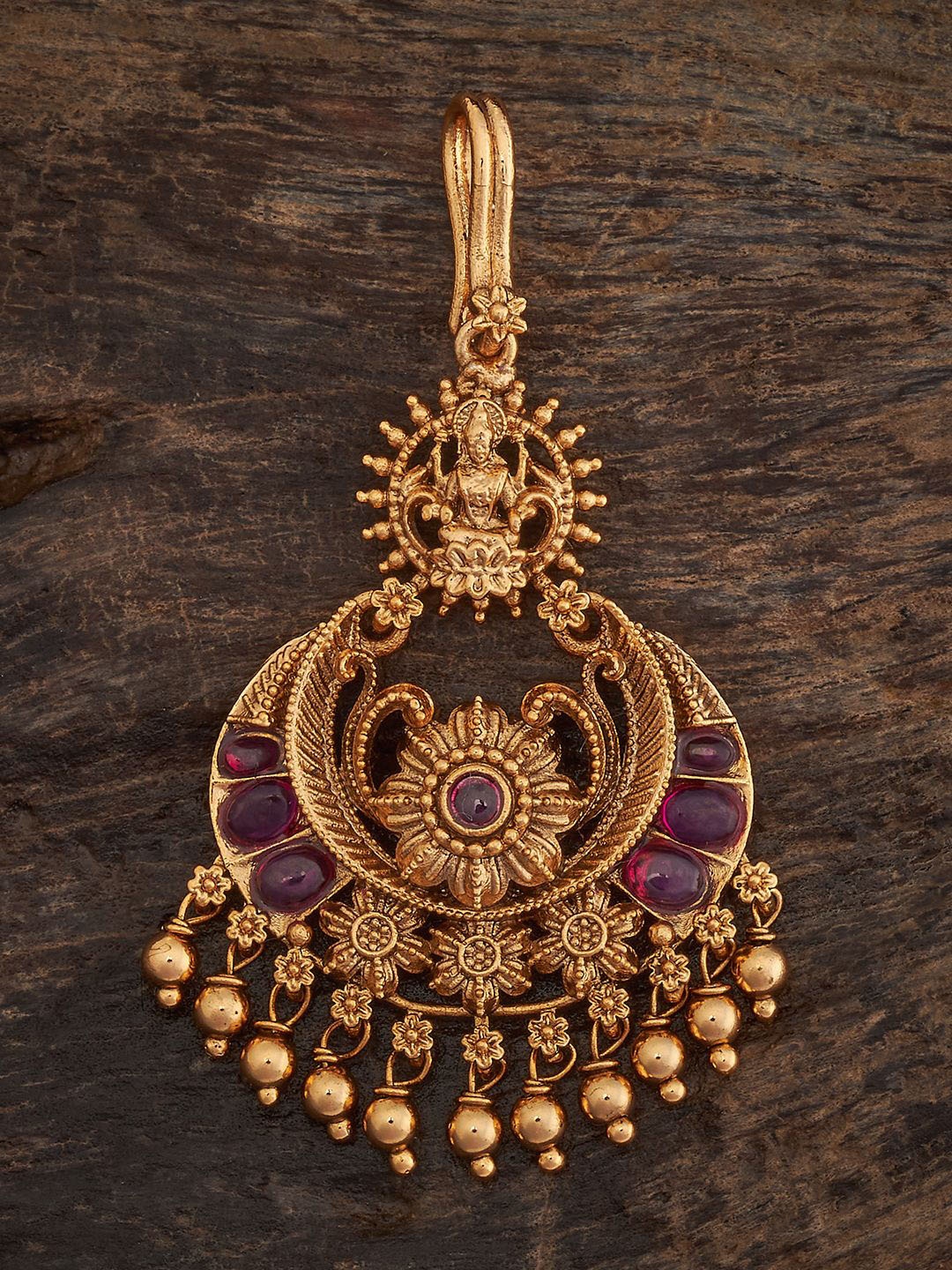 

Kushal's Fashion Jewellery Gold-Plated Stones Studded Maang Tikka