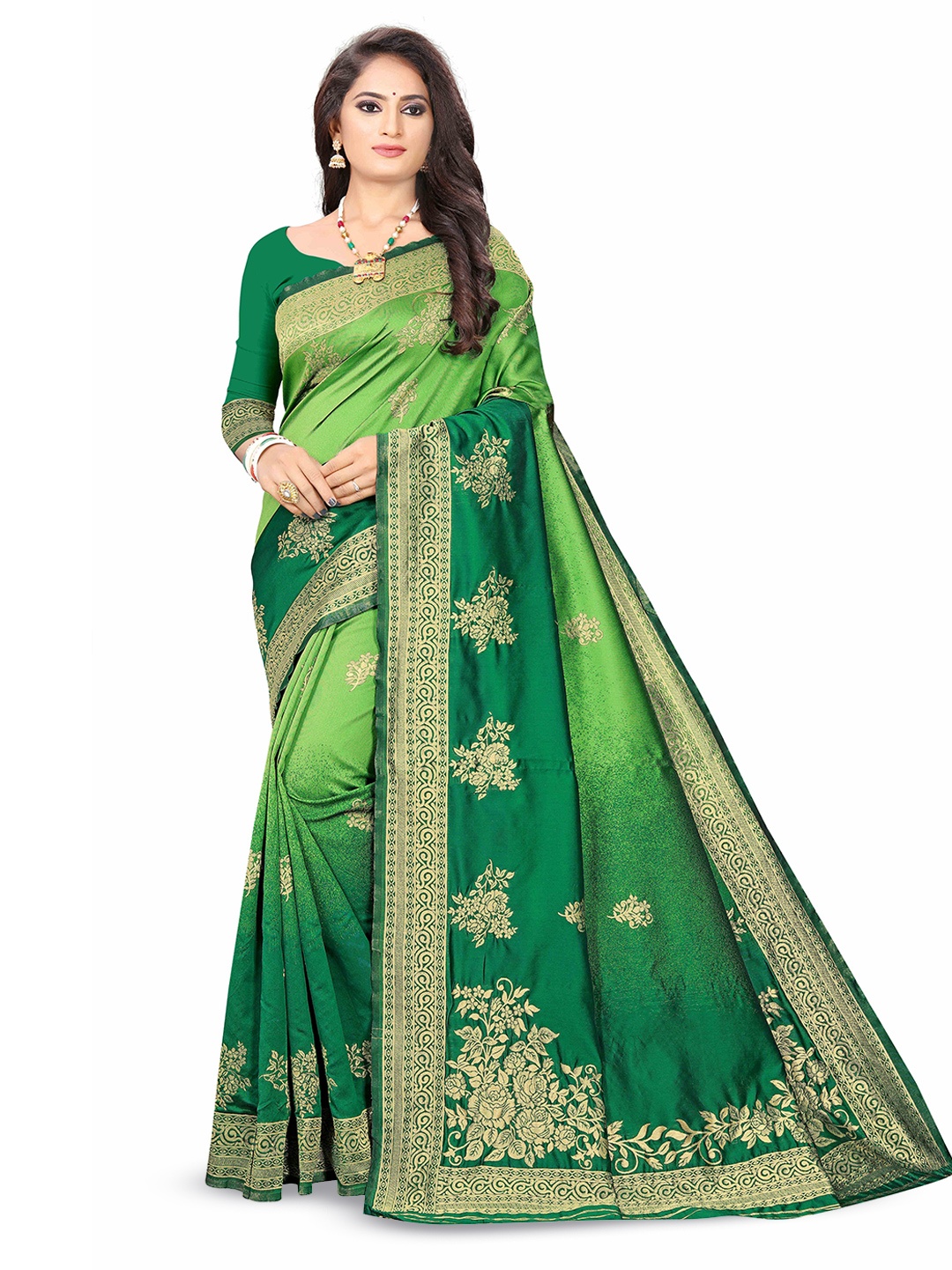 

Mitera Woven Design Zari Silk Blend Banarasi Saree, Blue