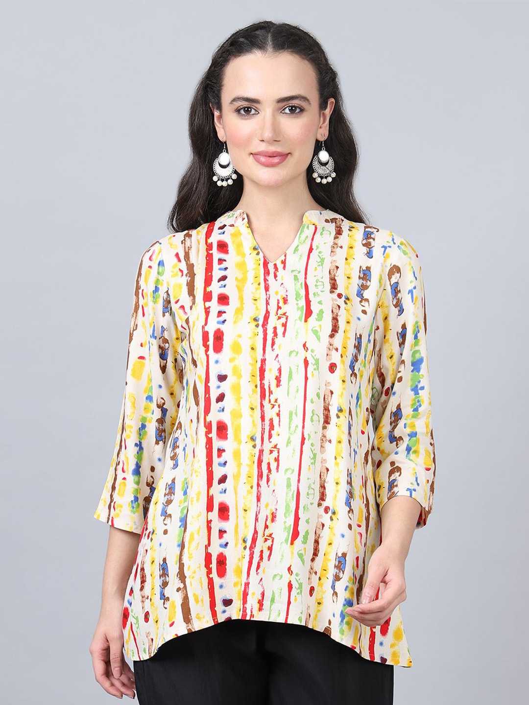 

FLAMBOYANT Abstract Printed Top, Beige