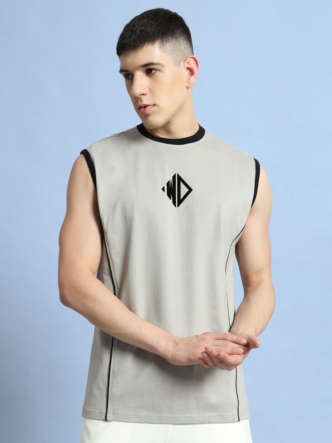 

WEARDUDS Men Graphic Printed Round Neck Cotton Oversized T-shirt, Grey