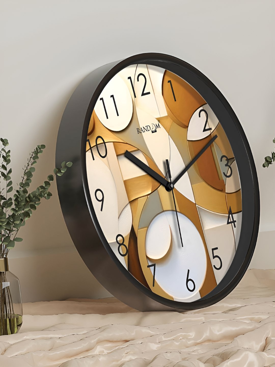 

RANDOM Printed Round Shaped Sweep Silent Movement Contemporary Wall Clock, Black