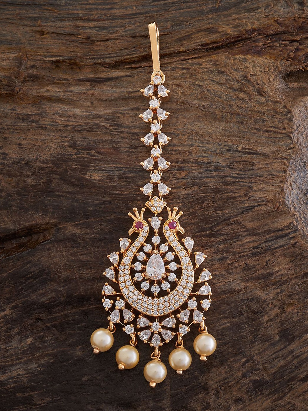 

Kushal's Fashion Jewellery Gold-Plated Stones Studded Maang Tikka