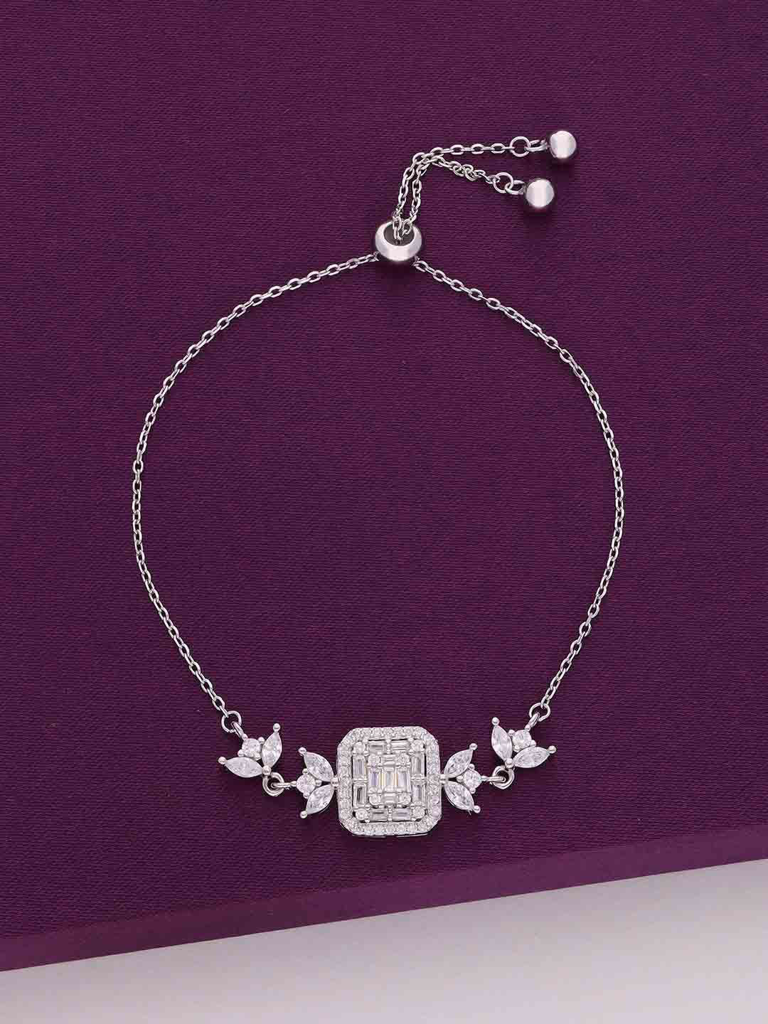 

KAI JEWEL 92.5 Sterling Silver Cubic Zirconia Rhodium-Plated Wraparound Bracelet