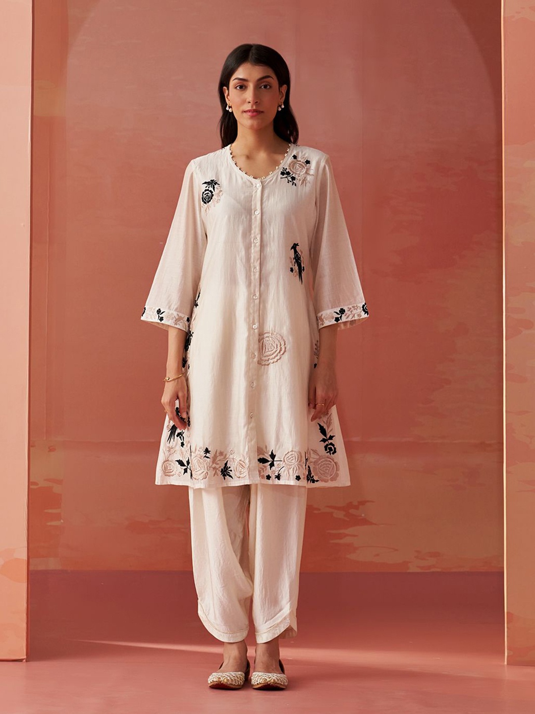 

Lakshita Floral Embroidered Tunic, Off white