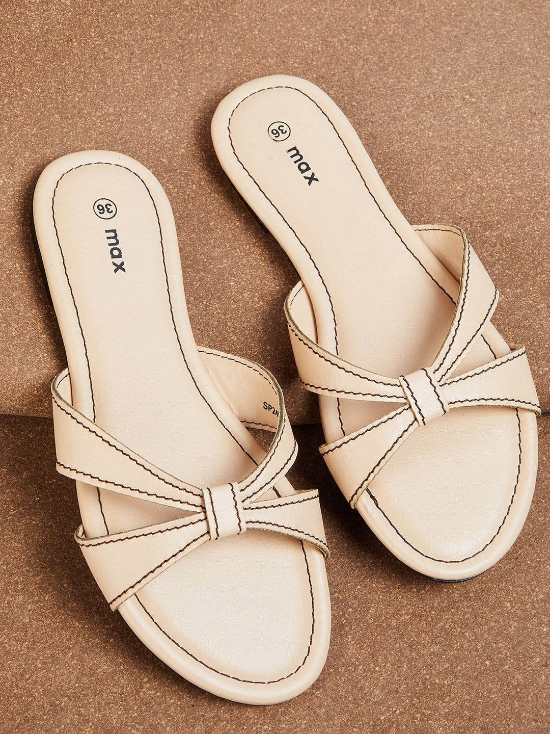 

max Open-Toe Flats, Beige