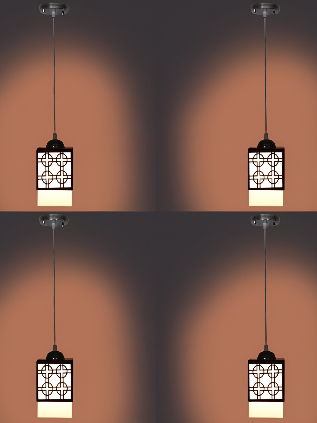 

Afast Black & White 2 Pieces Contemporary Wooden Textured Ceiling Lamps