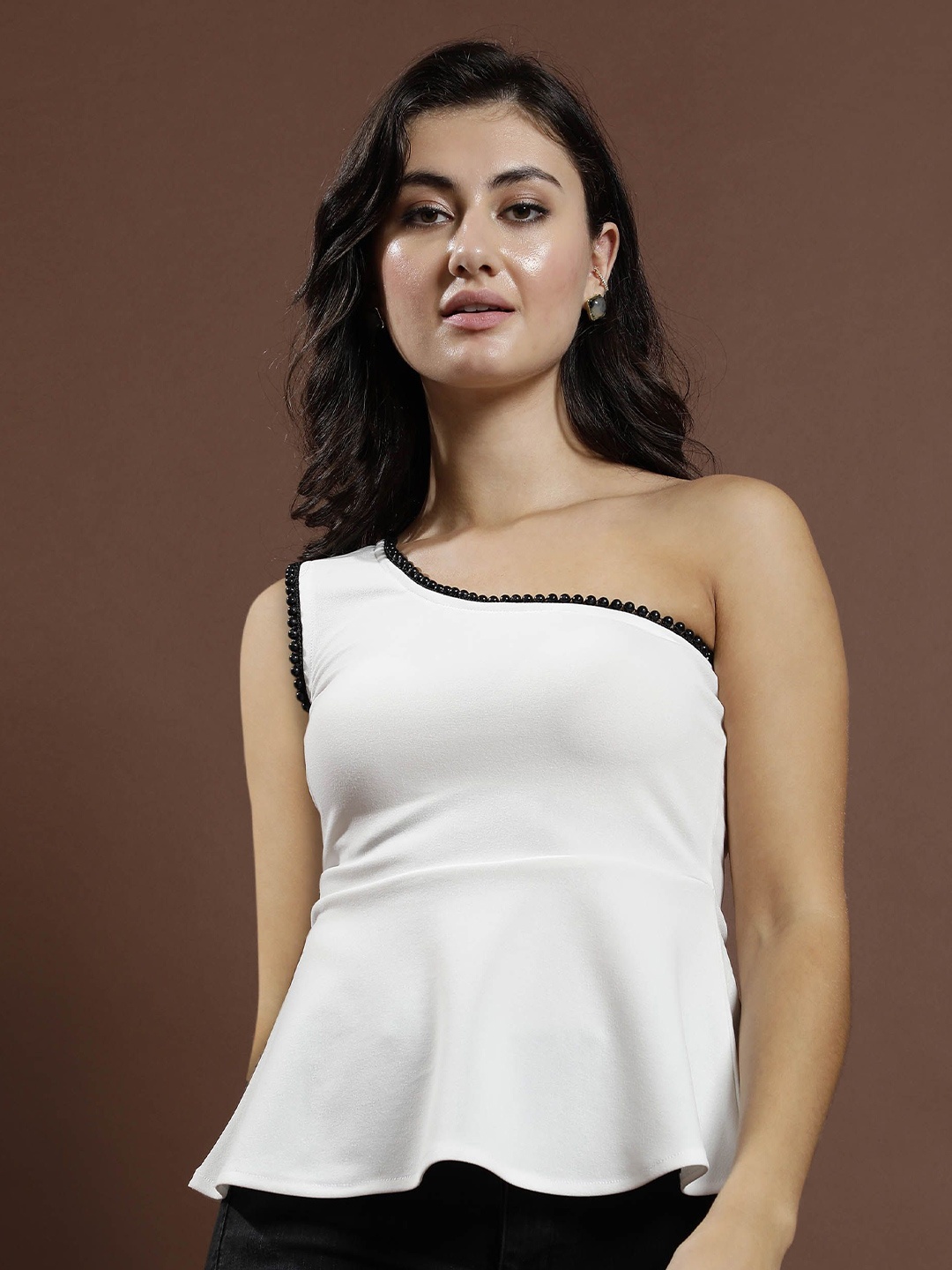 

Athena Women Solid One Shoulder Top, White