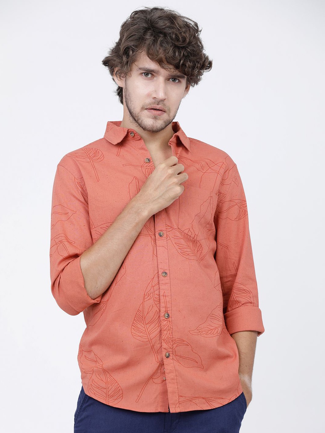 

Highlander Mens Printed Slim Fit Shirt, Rust