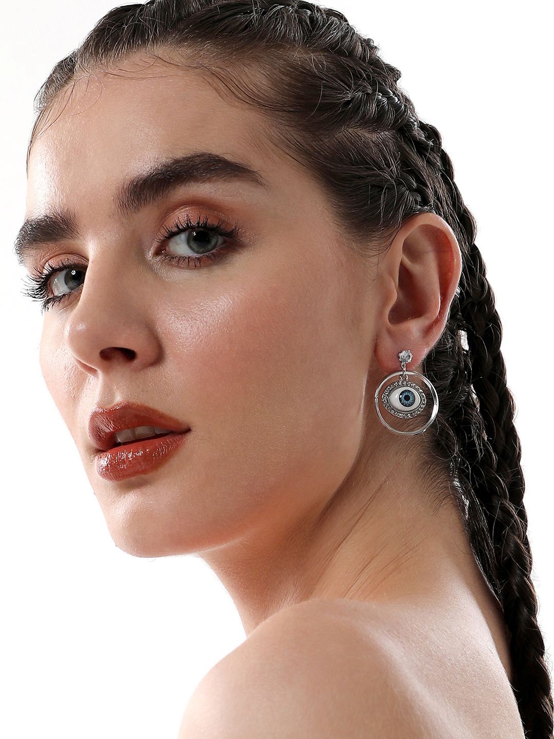 

SOHI Silver Plated Artificial Stones Studded Contemporary Studs Earrings