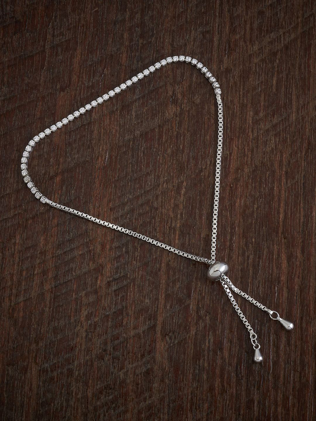 

Kushal's Fashion Jewellery Rhodium-Plated Cubic Zirconia Link Bracelet, Silver