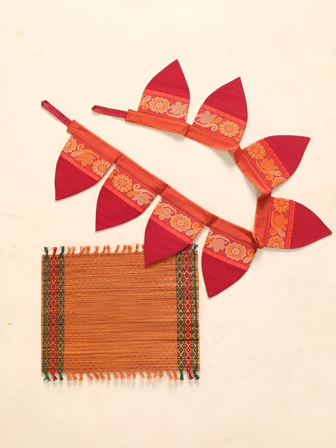 

Peepul Tree Maroon & Orange 2 Pieces Toran & Aasan Festive Decor