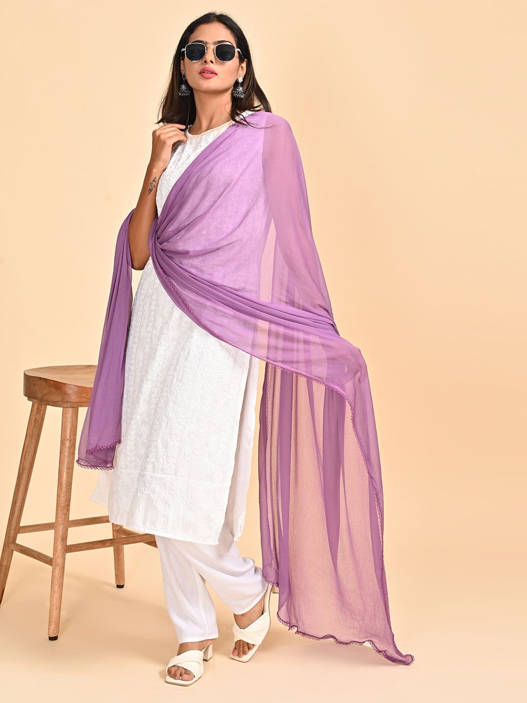 

HELLA FASHIONS Chiffon Dupatta, Purple