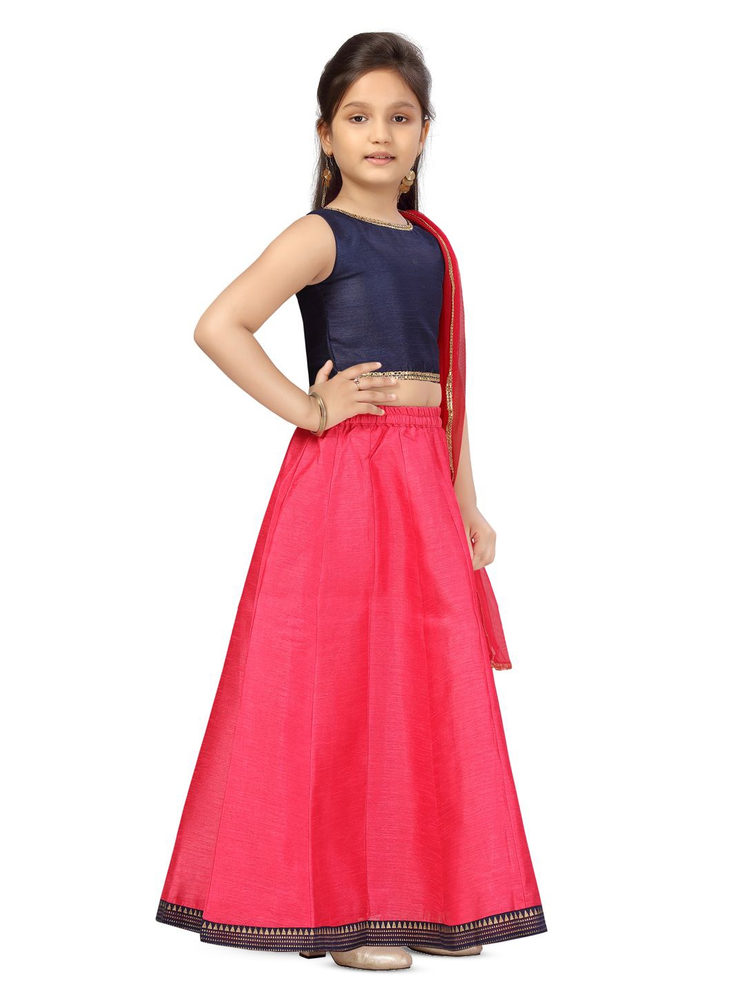 

BAESD Girls Ready to Wear Lehenga & Blouse With Dupatta, Navy blue