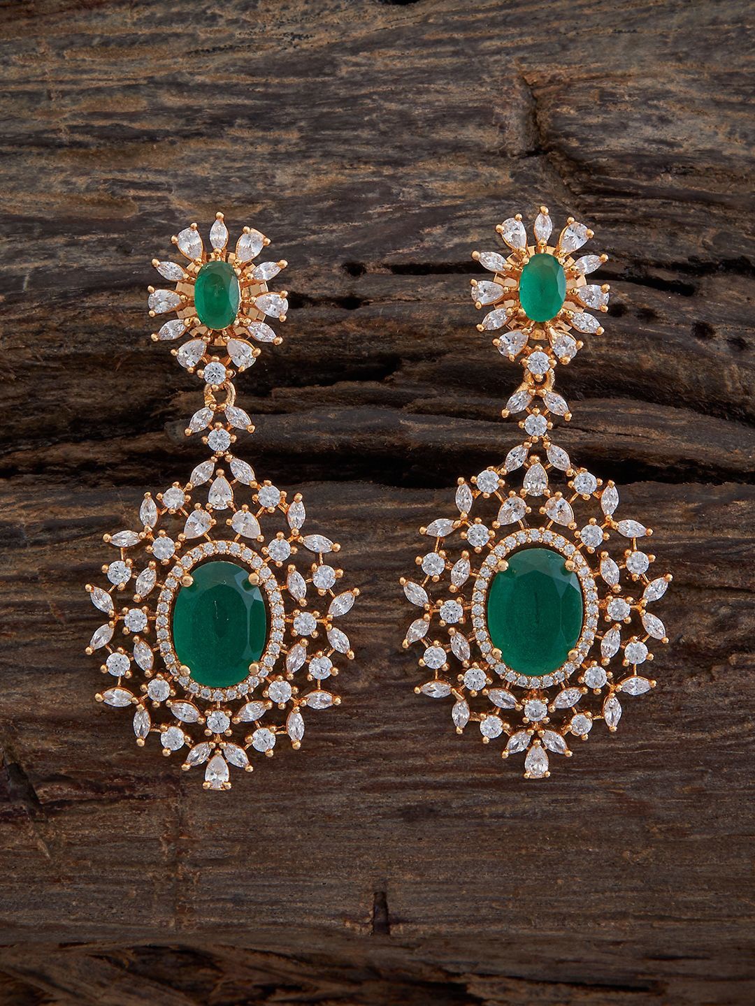 

Kushal's Fashion Jewellery Gold-Plated Cubic Zirconia Contemporary Drop Earrings