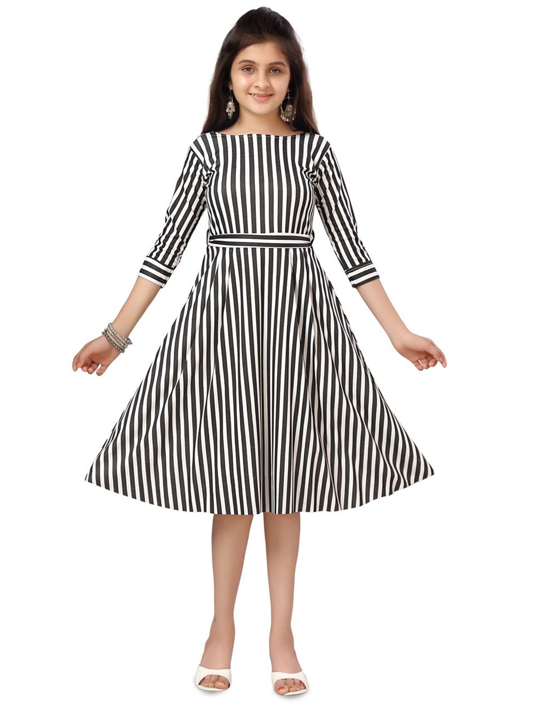 

BAESD Striped A-Line Dress, Black