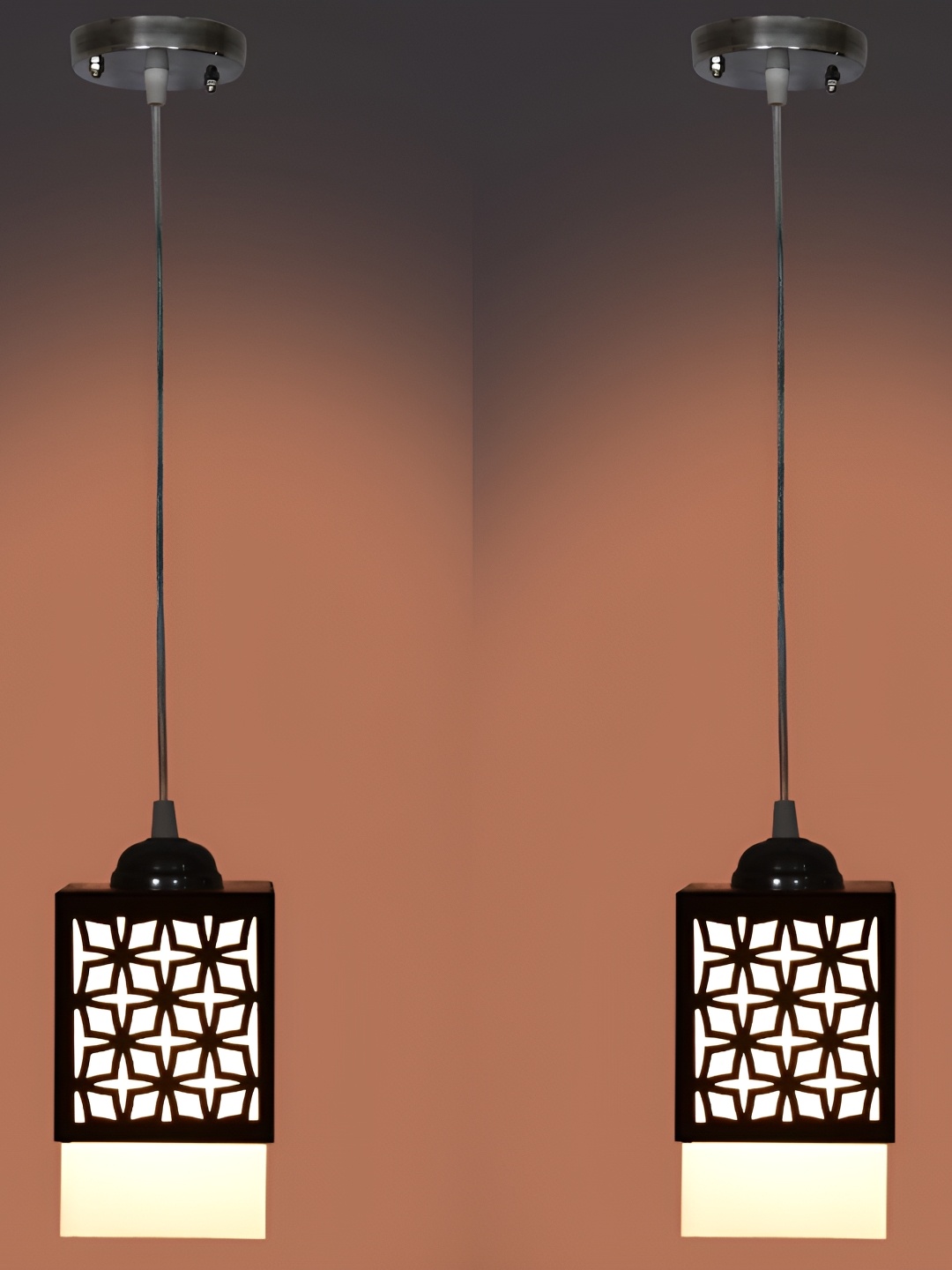 

Afast Black & White 2 Pieces Contemporary Wooden Textured Ceiling Lamps