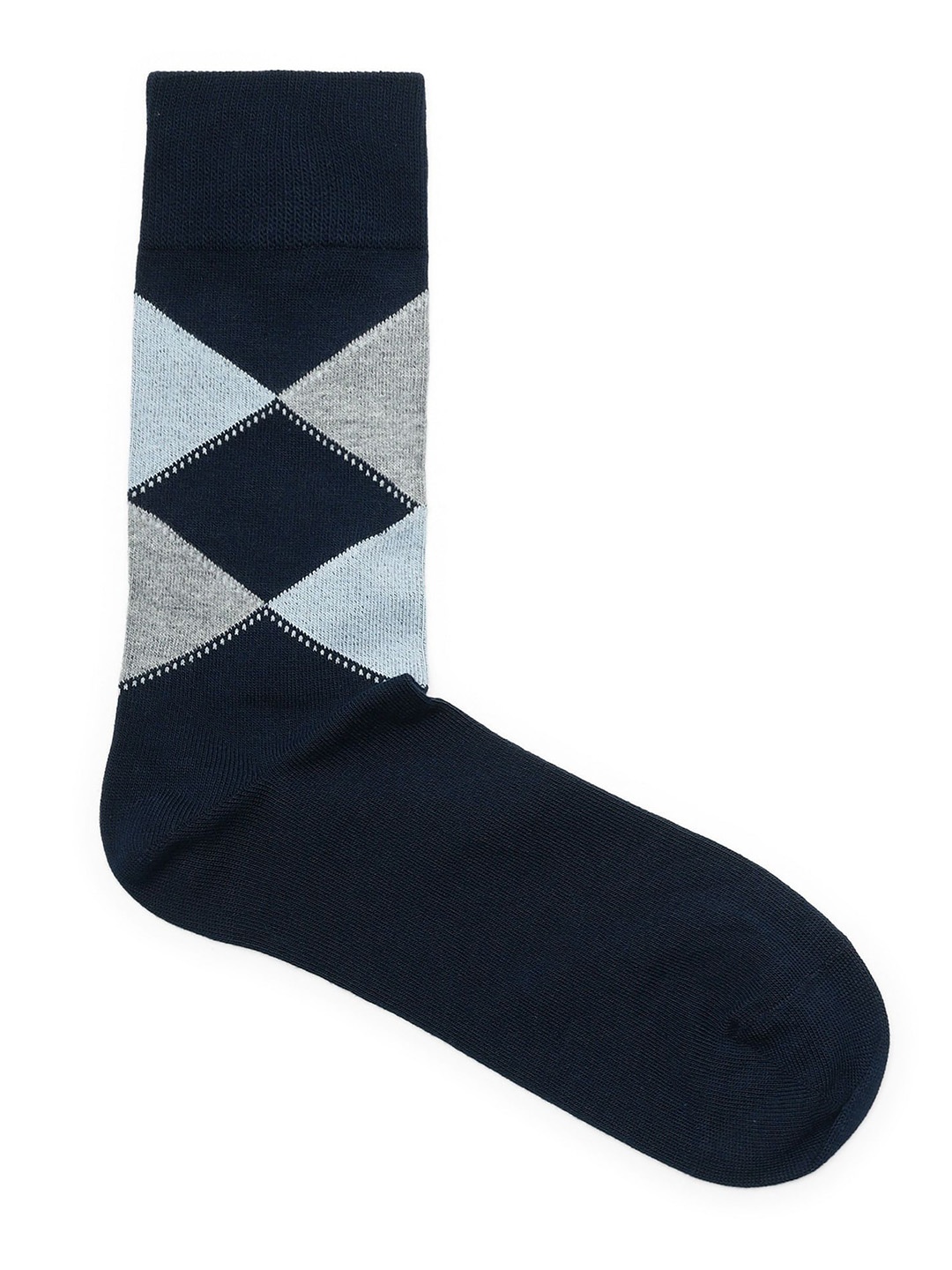 

Arrow Men Geometric Patterned Pure Cotton Calf-Length Socks, Navy blue