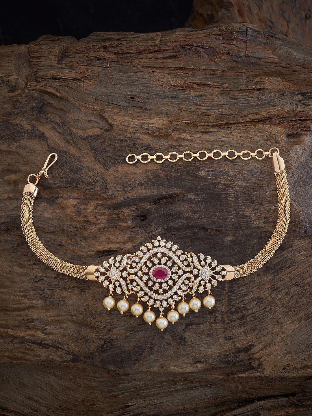 

Kushal's Fashion Jewellery Gold-Plated Cubic Zirconia Armlet Bracelet