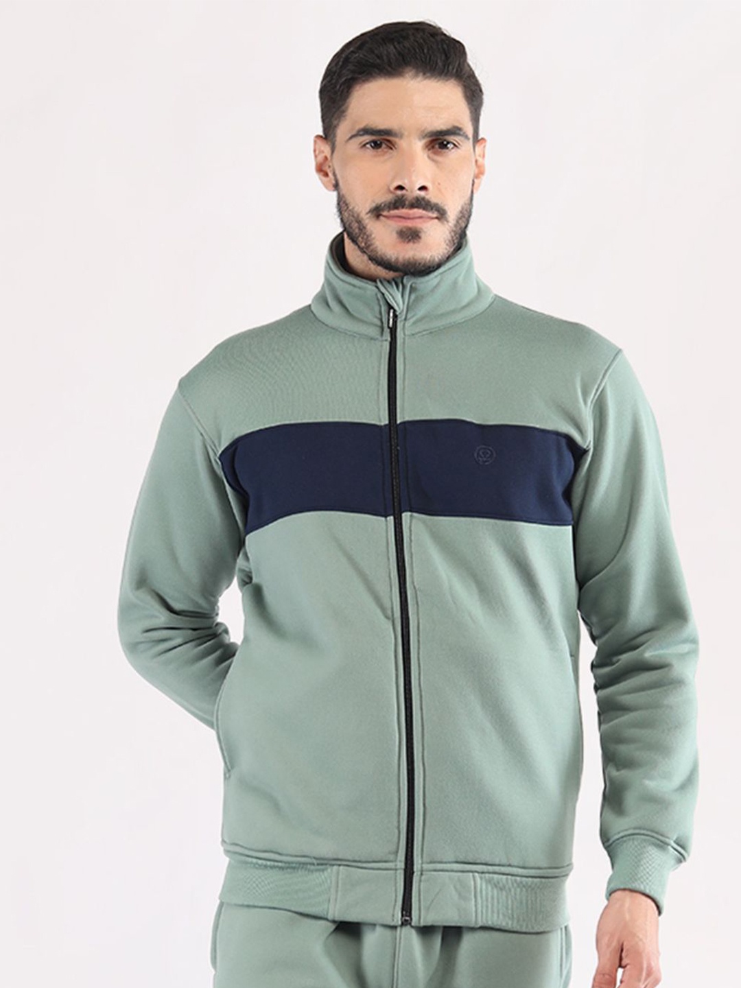 

CHKOKKO Men Fleece Running Sporty Jacket, Green