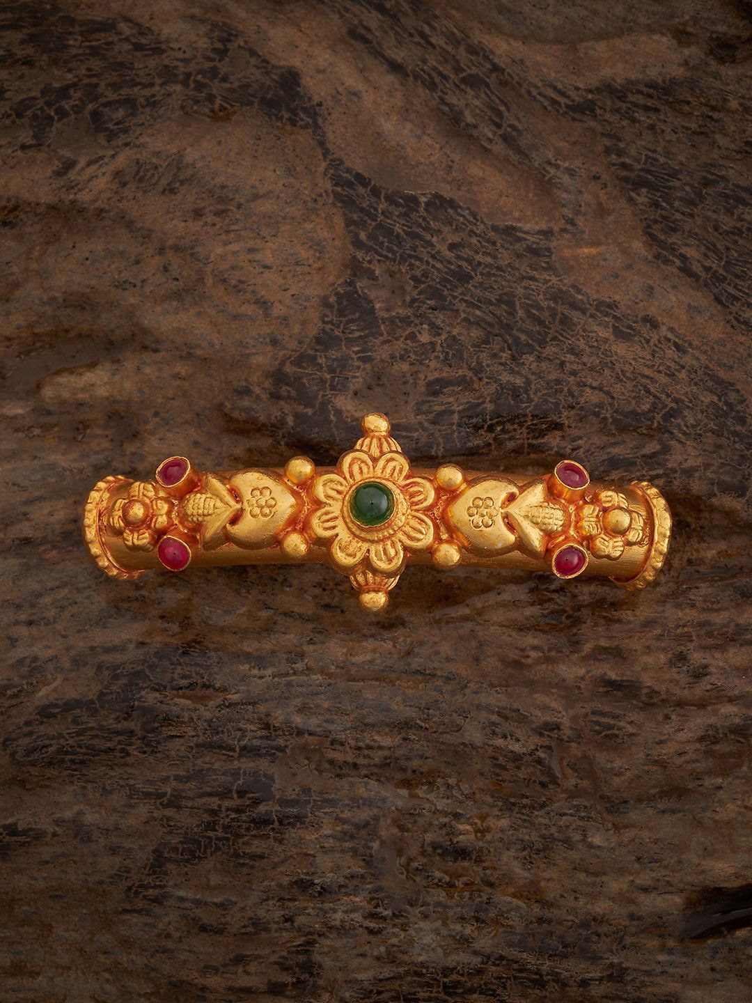 

Kushal's Fashion Jewellery 92.5 Pure Silver Gold Plated Ruby Studded Bangle