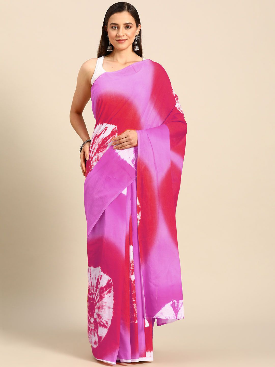 

BUTA BUTI Tie and Dye Pure Cotton Saree, Red