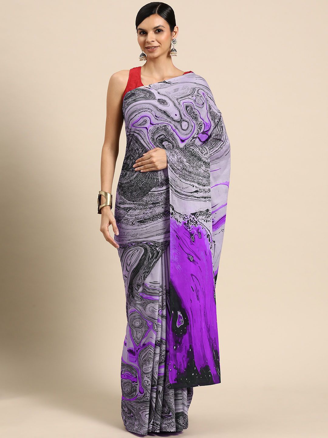 

BUTA BUTI Pure Cotton Saree, Purple