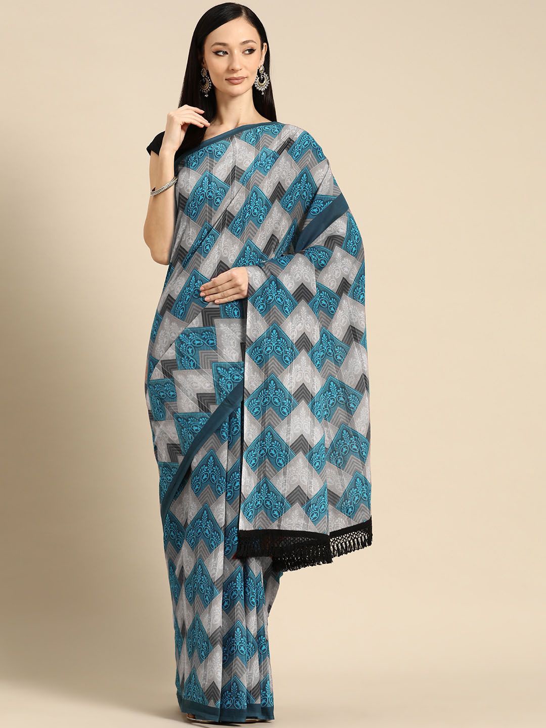 

BUTA BUTI Pure Cotton Saree, Blue