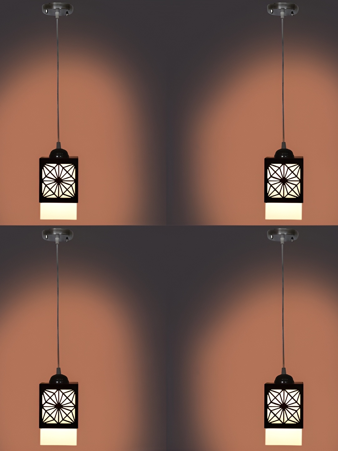 

Afast Black & White 4 Pieces Textured Wooden Pendant Ceiling Lamp