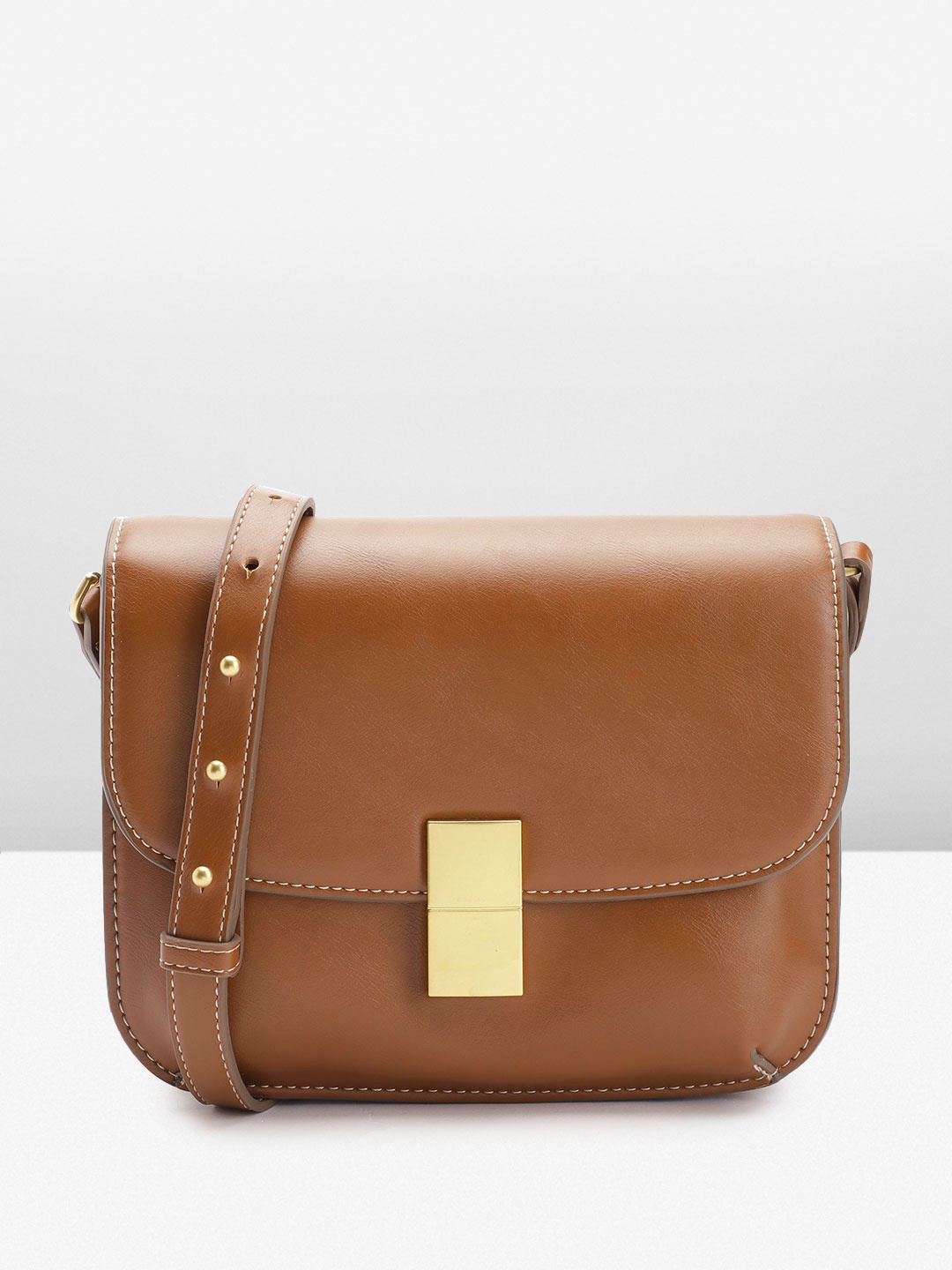 

MANGO Structured Sling Bag, Brown