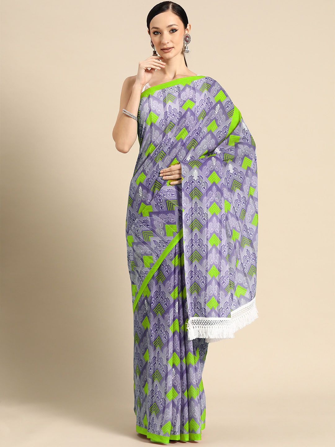 

BUTA BUTI Ethnic Motifs Pure Cotton Saree, Green