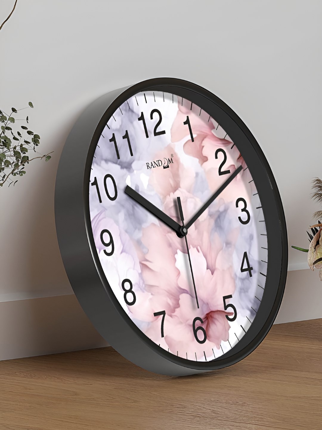 

RANDOM Printed Round Shaped Sweep Silent Movement Contemporary Wall Clock, Black