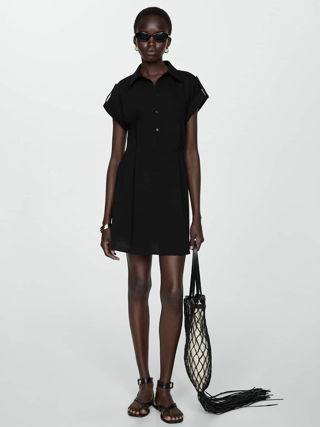 

MANGO Shirt Style Mini Dress, Black