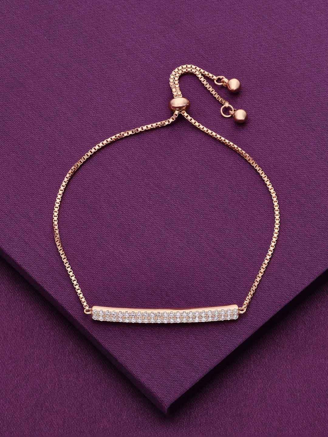 

KAI JEWEL 925 Sterling Silver Rose Gold-Plated Cubic Zirconia Studded Wraparound Bracelet